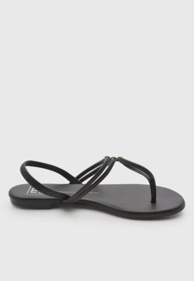 Rasteira Feminina Moleca Tiras Finas Preto