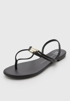 Rasteira Feminina Moleca Tiras Finas Preto