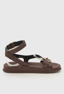 Rasteira Feminina Moleca Tiras Largas Marrom
