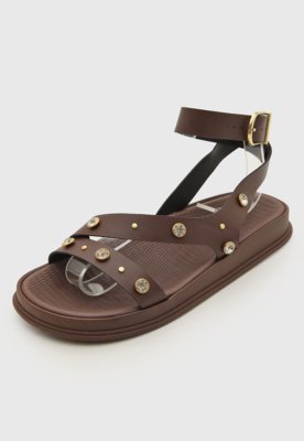 Rasteira Feminina Moleca Tiras Largas Marrom