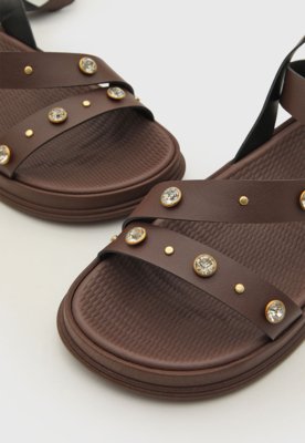 Rasteira Feminina Moleca Tiras Largas Marrom