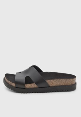 Rasteira Feminina Moleca Tiras Slide Preta