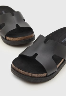 Rasteira Feminina Moleca Tiras Slide Preta