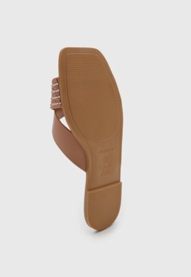 Rasteira Feminina Moleca Tiras Strass Nude