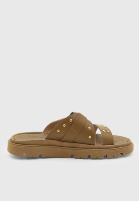 Rasteira Feminina Moleca Tiras Studs Verde