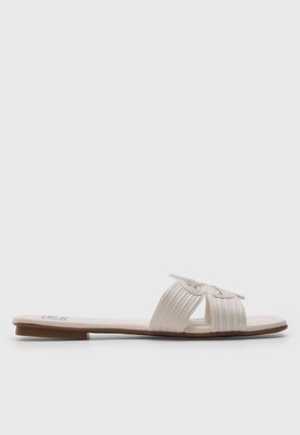 Rasteira Feminina Moleca Tiras Texturizadas Off-White