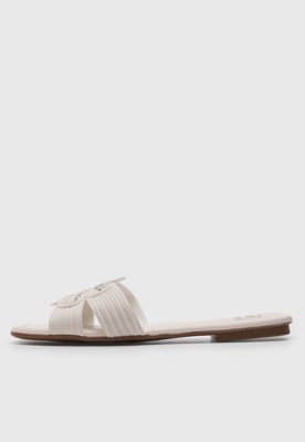 Rasteira Feminina Moleca Tiras Texturizadas Off-White