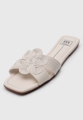 Rasteira Feminina Moleca Tiras Texturizadas Off-White