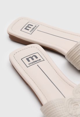 Rasteira Feminina Moleca Tiras Texturizadas Off-White