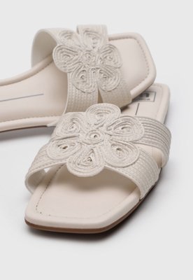 Rasteira Feminina Moleca Tiras Texturizadas Off-White