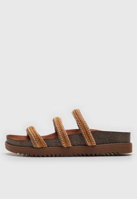 Rasteira Flat Moleca Tiras Tressê Caramelo