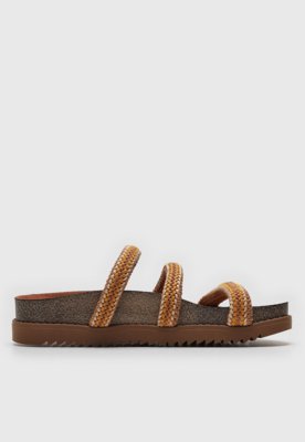 Rasteira Flat Moleca Tiras Tressê Caramelo