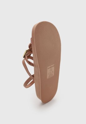 Rasteira Moleca Tiras Finas Detalhe Metal Nude