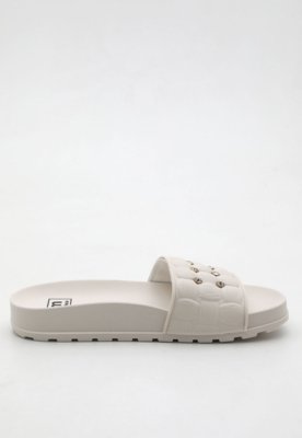 Rasteira Slide Feminina Moleca Slide Strass Bege