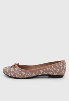 Sapatilha Moleca Floral Laço Rosa