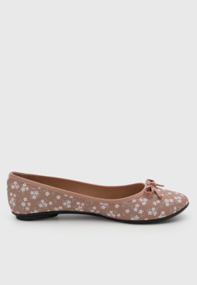 Sapatilha Moleca Floral Laço Rosa