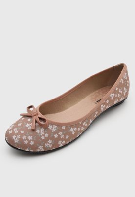 Sapatilha Moleca Floral Laço Rosa