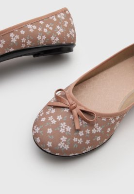 Sapatilha Moleca Floral Laço Rosa