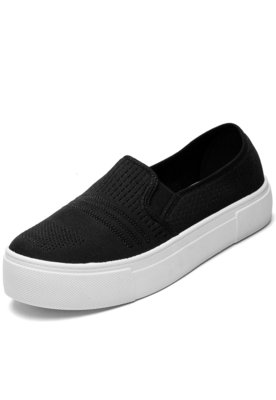 Slip On Sola Alta Moleca Liso Preto Menor preço em Slip On Sola Alta Moleca Liso Preto