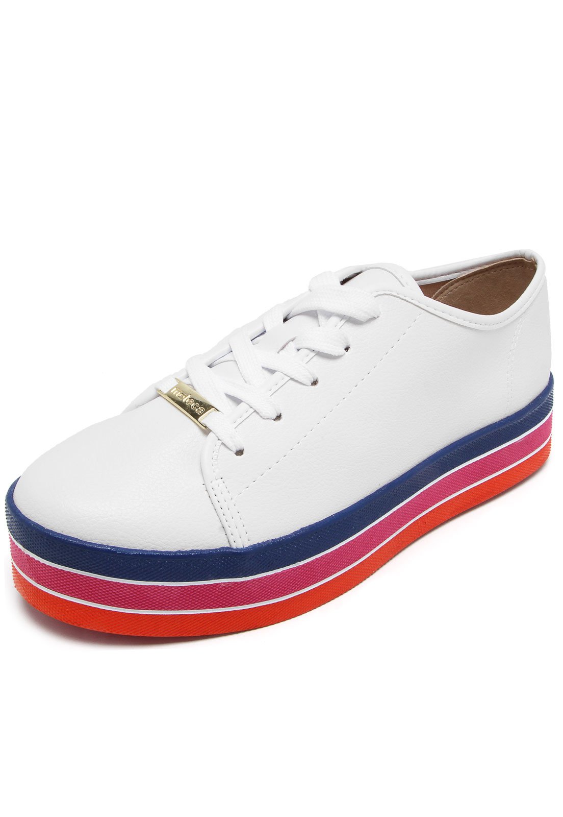 tênis feminino casual flatform listras moleca