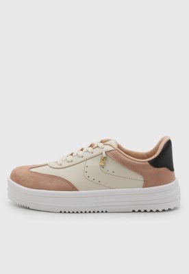 Tênis Feminino Moleca Cadarço Rosa e Branco
