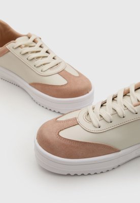 Tênis Feminino Moleca Cadarço Rosa e Branco