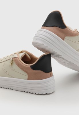 Tênis Feminino Moleca Cadarço Rosa e Branco