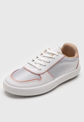 Tênis Feminino Moleca Listras Branco e Rosa