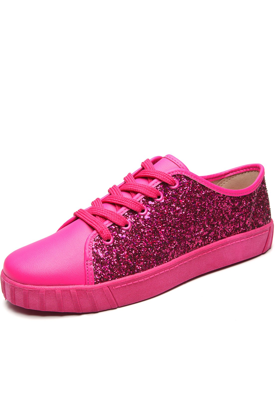 Tenis rosa sales com glitter