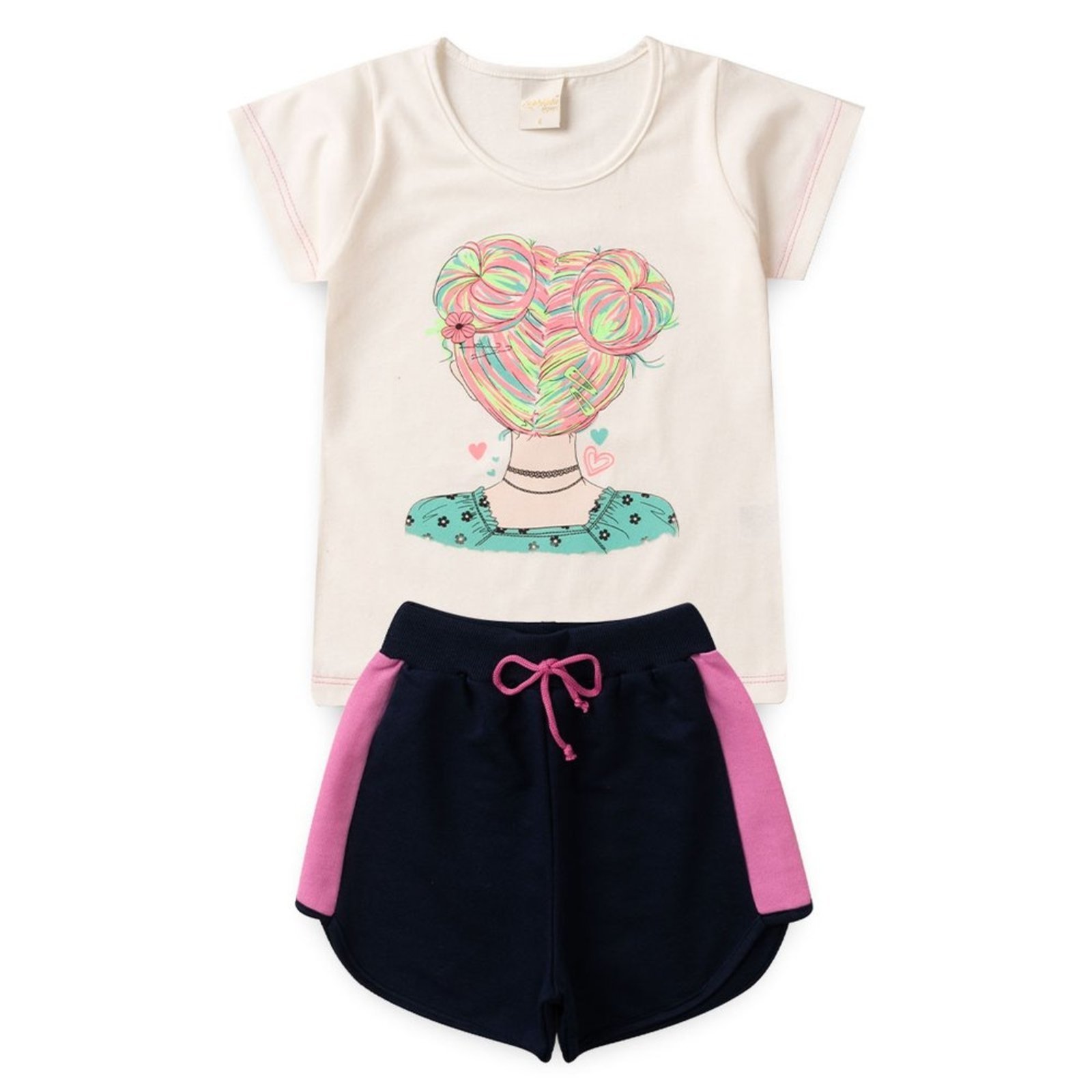 Conjunto Curto Menina Blusa e Shorts Boxeador Funny Moment Rosa