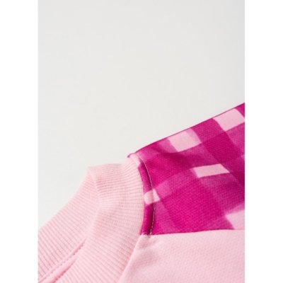 Conjunto Inverno Menina Rosa Blusão Raglan e Calça em Moletom Laço Xadrez
