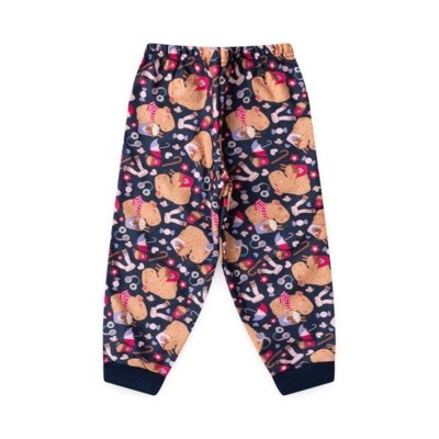 Conjunto Inverno Menina Rosa Blusão com Capuz e Calça em Moletom Capivara