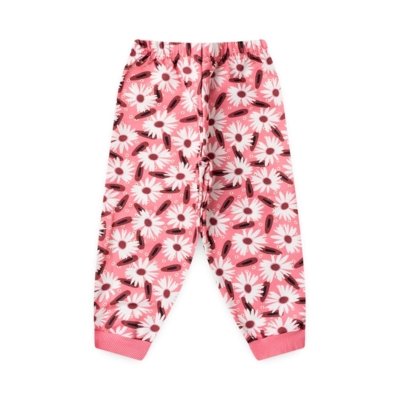 Conjunto Inverno Menina Rosa Claro Jaqueta com Capuz e Calça em Moletom Florido