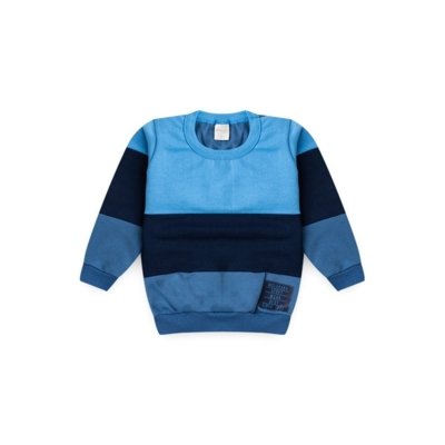 Conjunto Inverno Menino Azul Blusão com Recortes e Calça em Moletom Style MLK