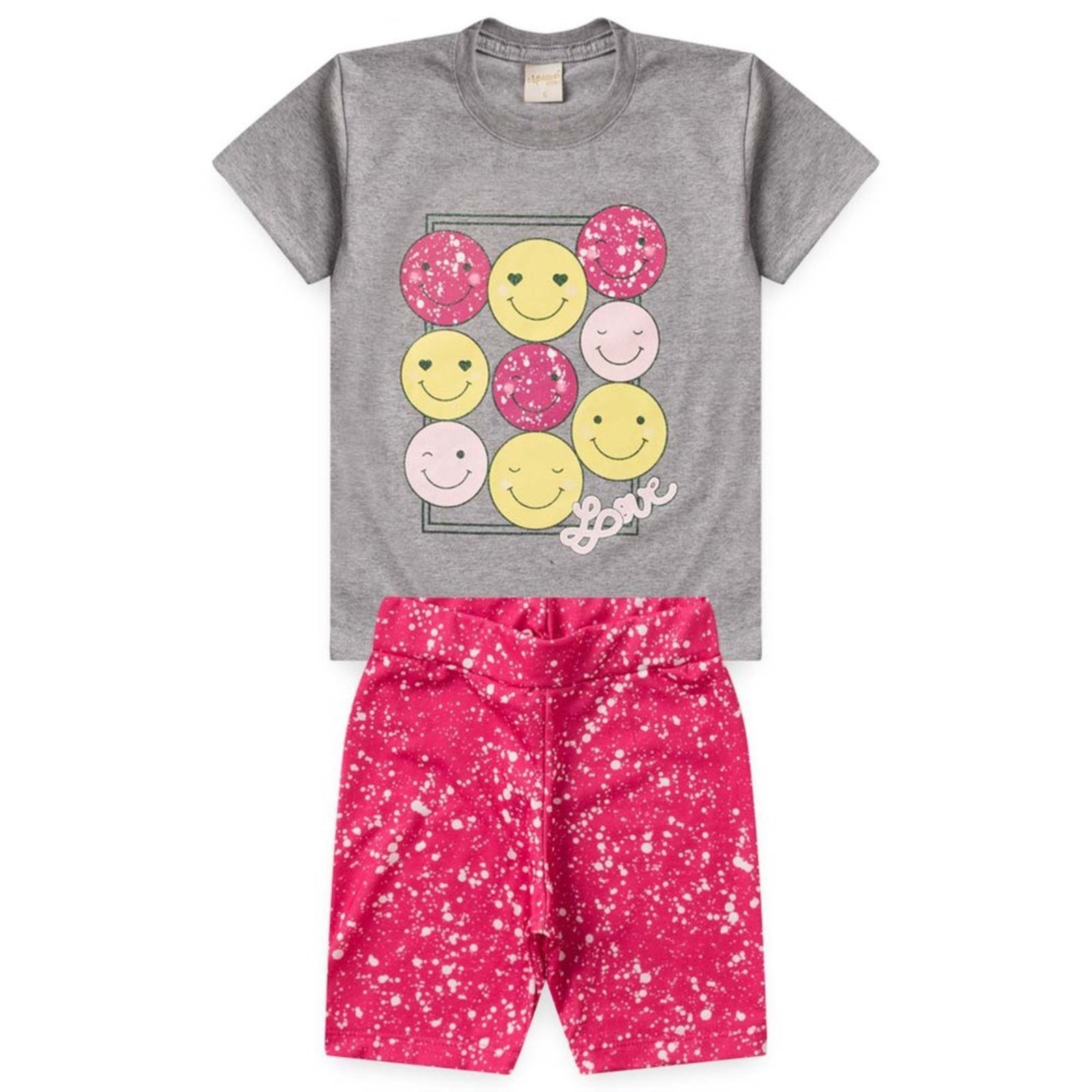 Children's Pink Smiley Pajama Shorts Set