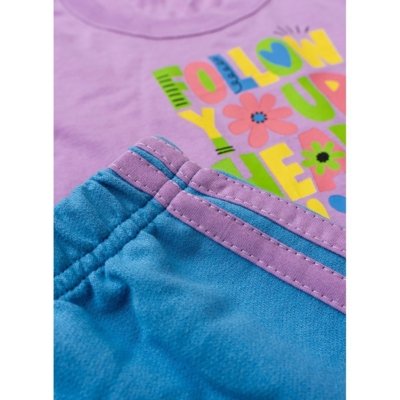 Conjunto Verão Menina Lilás Cropped Over e Shorts com Filete e Laço