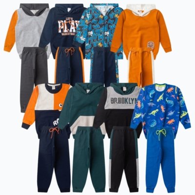 Kit Sortido 8 Peças de Roupas Infantis Menino Inverno - 4 Conjuntos