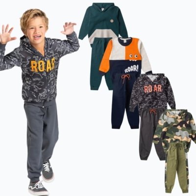 Kit Sortido 8 Peças de Roupas Infantis Menino Inverno - 4 Conjuntos
