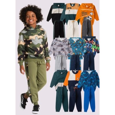 Kit Sortido Molekada 6 Peças de Roupas Infantis Menino Inverno Multicolorido- 3 Conjuntos