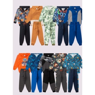 Kit Sortido Molekada 6 Peças de Roupas Infantis Menino Inverno Multicolorido- 3 Conjuntos