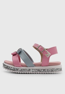 Sandália Infantil Molekinha Laço Rosa e Azul