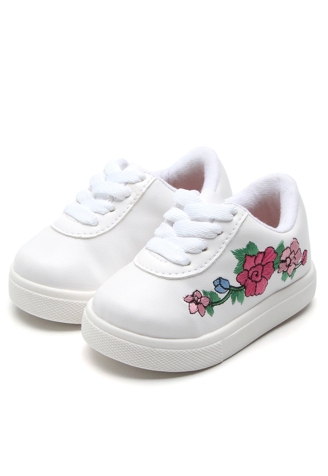 tenis branco com flor vermelha