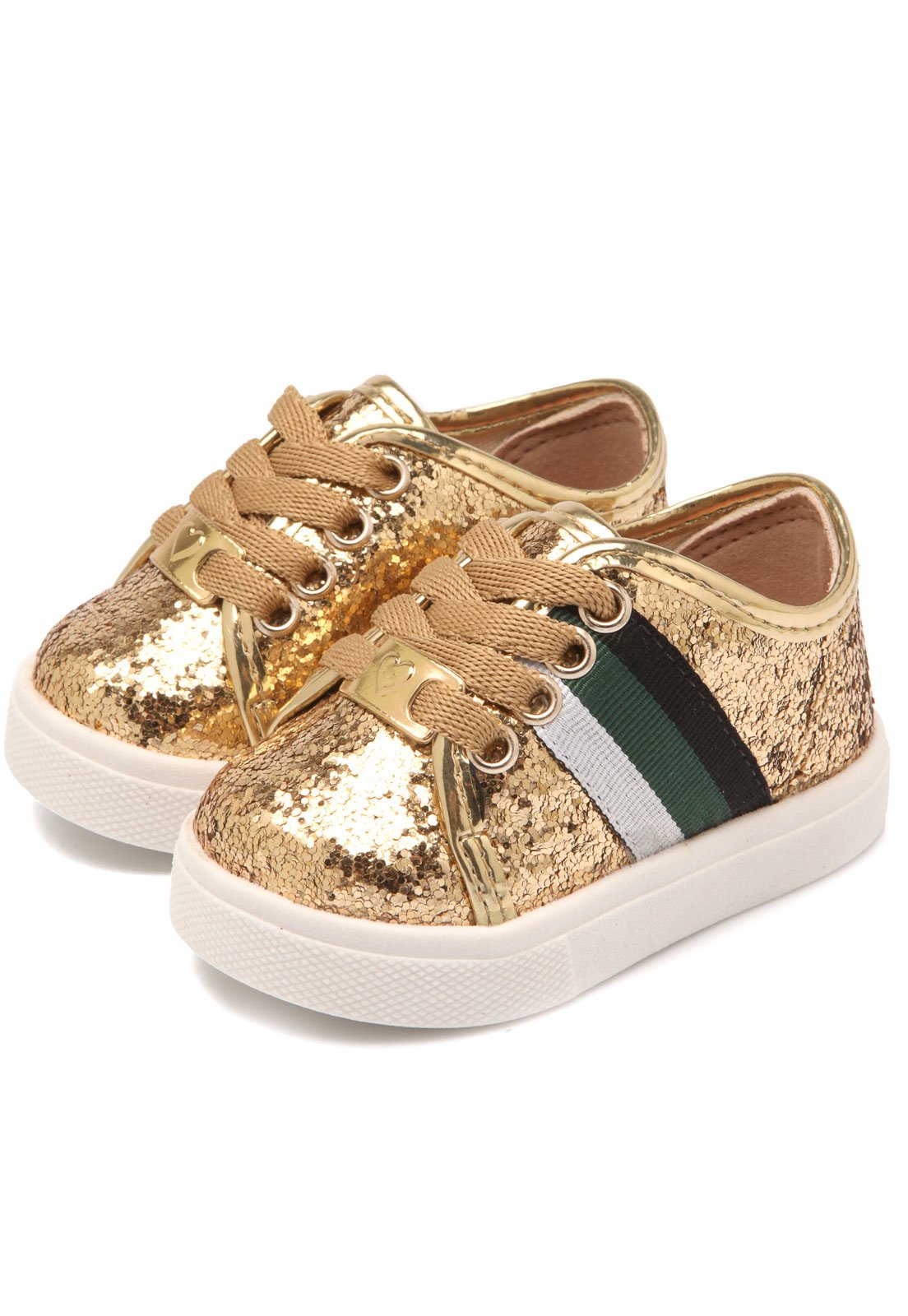 tenis molekinha glitter dourado