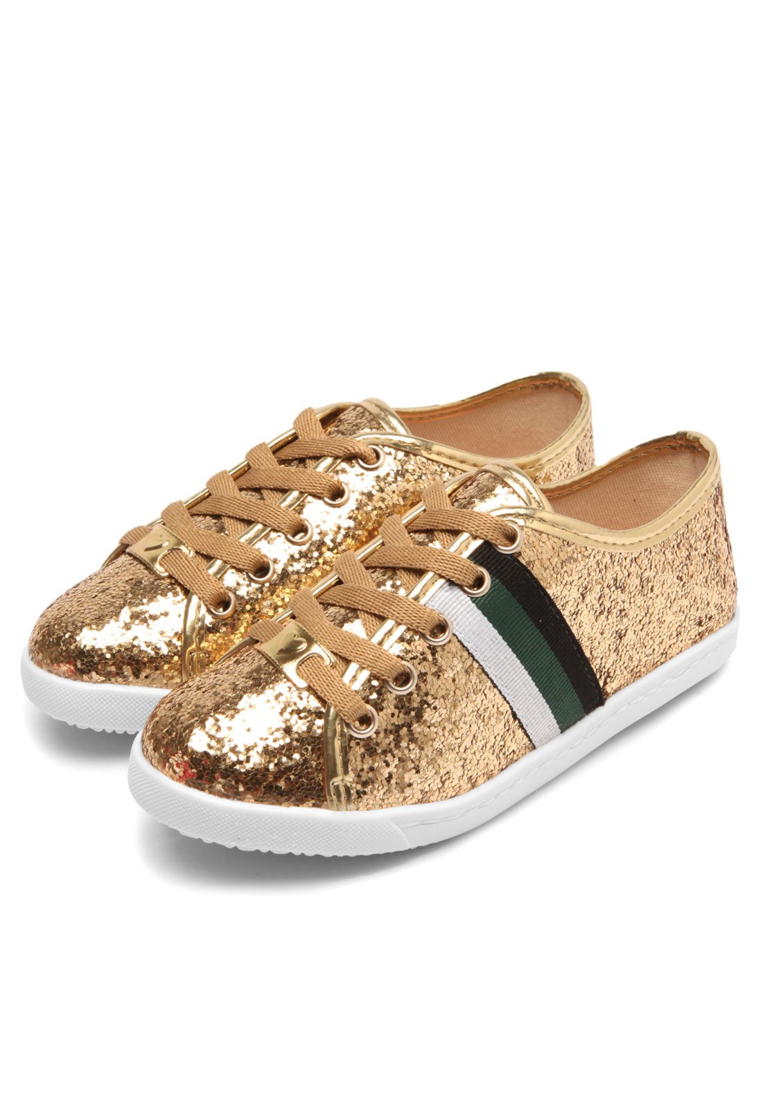 tenis molekinha glitter dourado