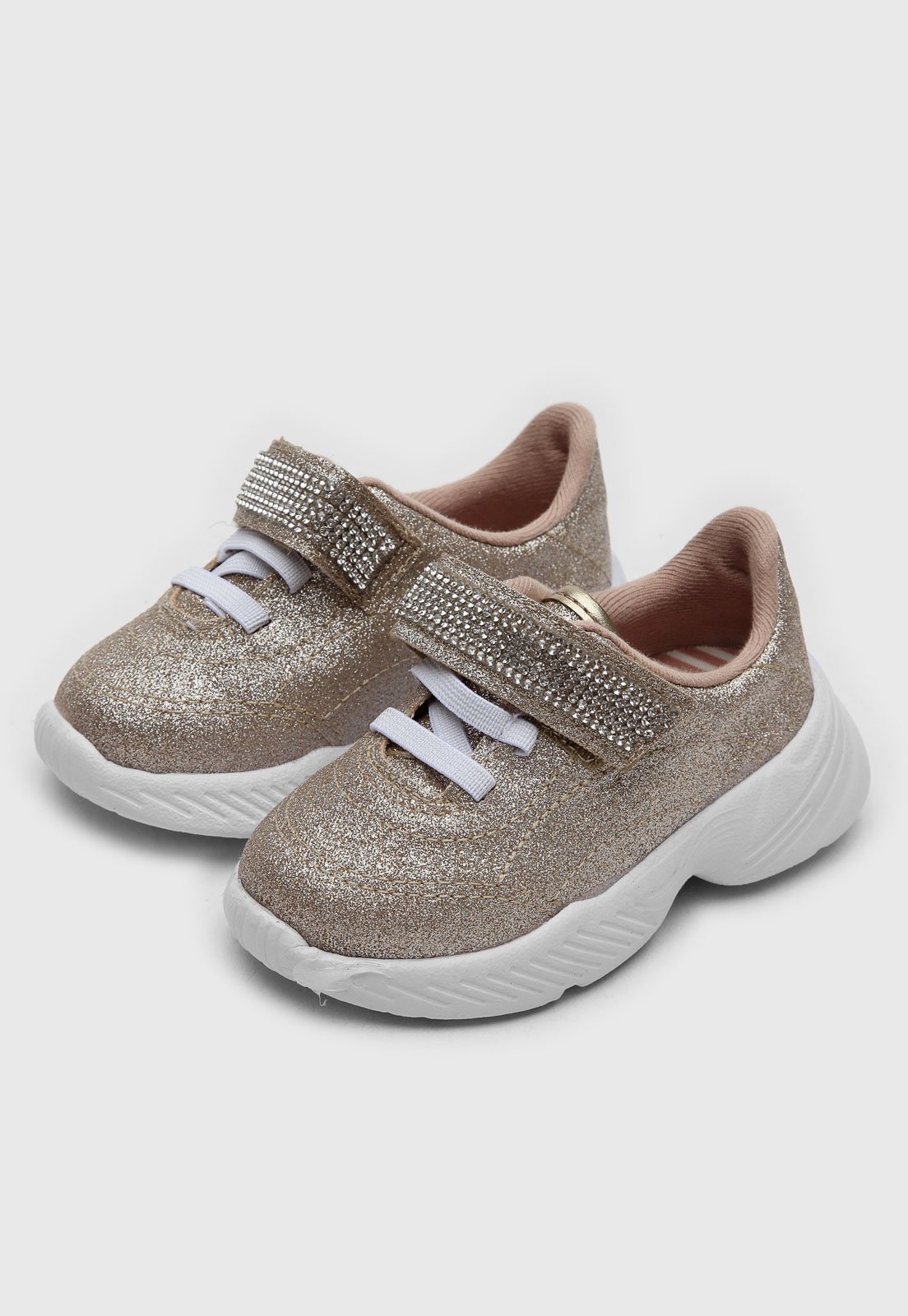 tenis molekinha glitter dourado