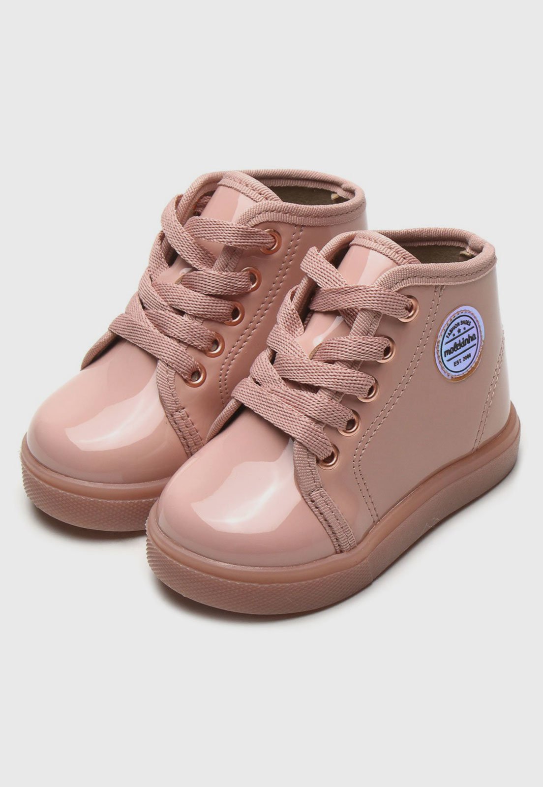 tênis molekinha verniz rosa