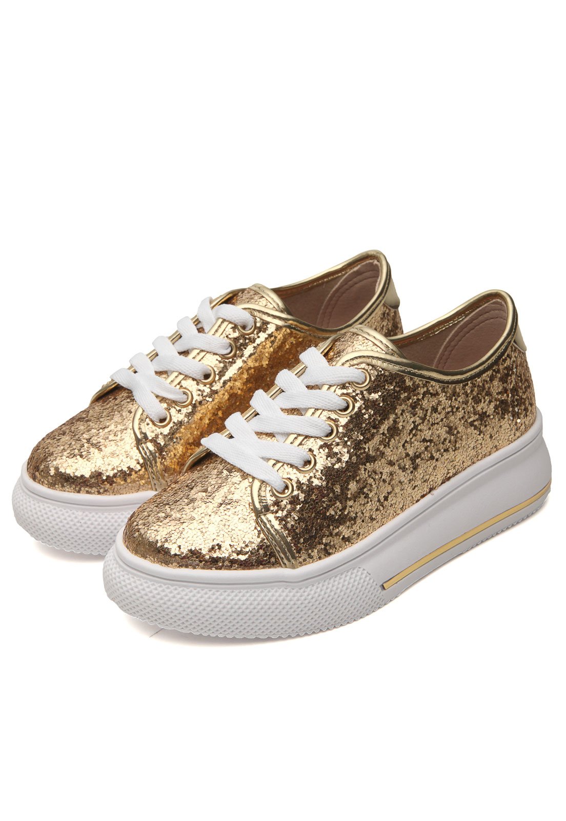 tenis molekinha glitter dourado