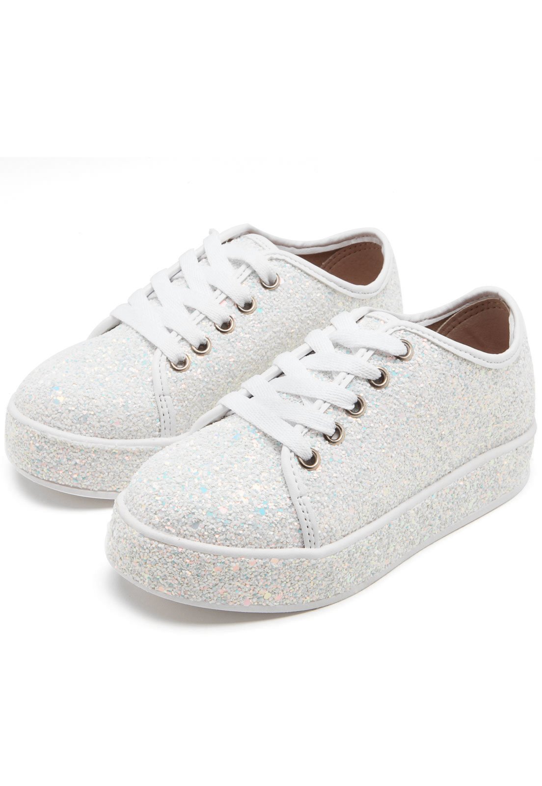 Tenis molekinha branco sales com glitter