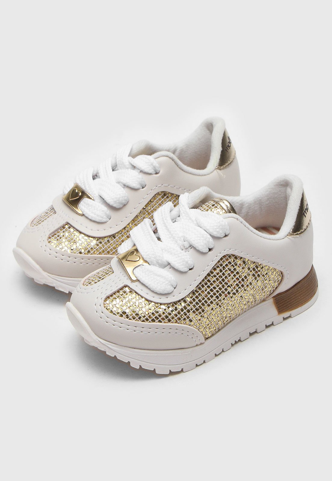 Tenis infantil hot sale branco com dourado