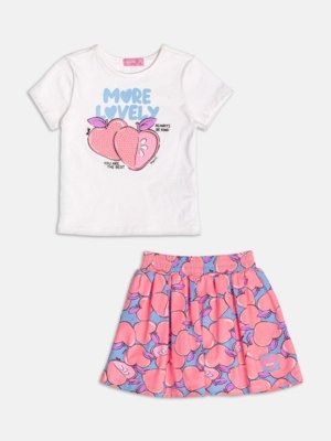 Conjunto Momi Menina Rosa de Maçãs com Strass